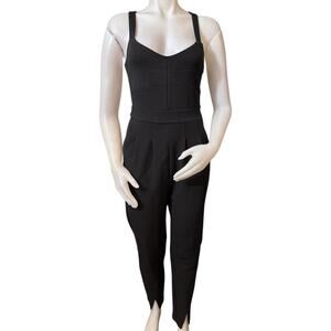Maeve Anthropologie Alison Jumpsuit in Black Thick Heavy Scuba Stretchy Size XS